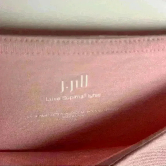 J Jill Luxe Supima Tunic Top XS Pink Solid Drop Shoulder Boat Neck Tee Womens - Picture 4 of 8